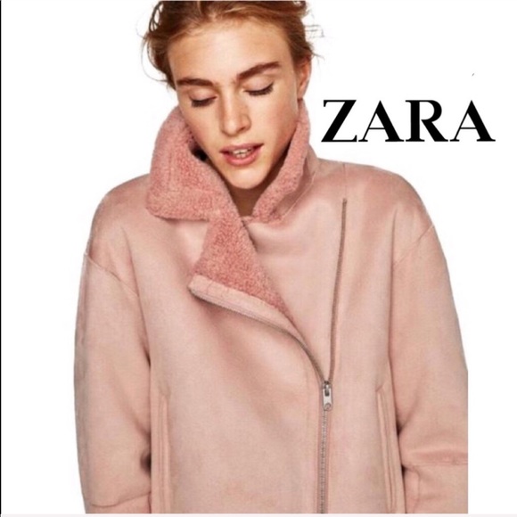 Zara blush pink faux suede moto jacket - Picture 3 of 3